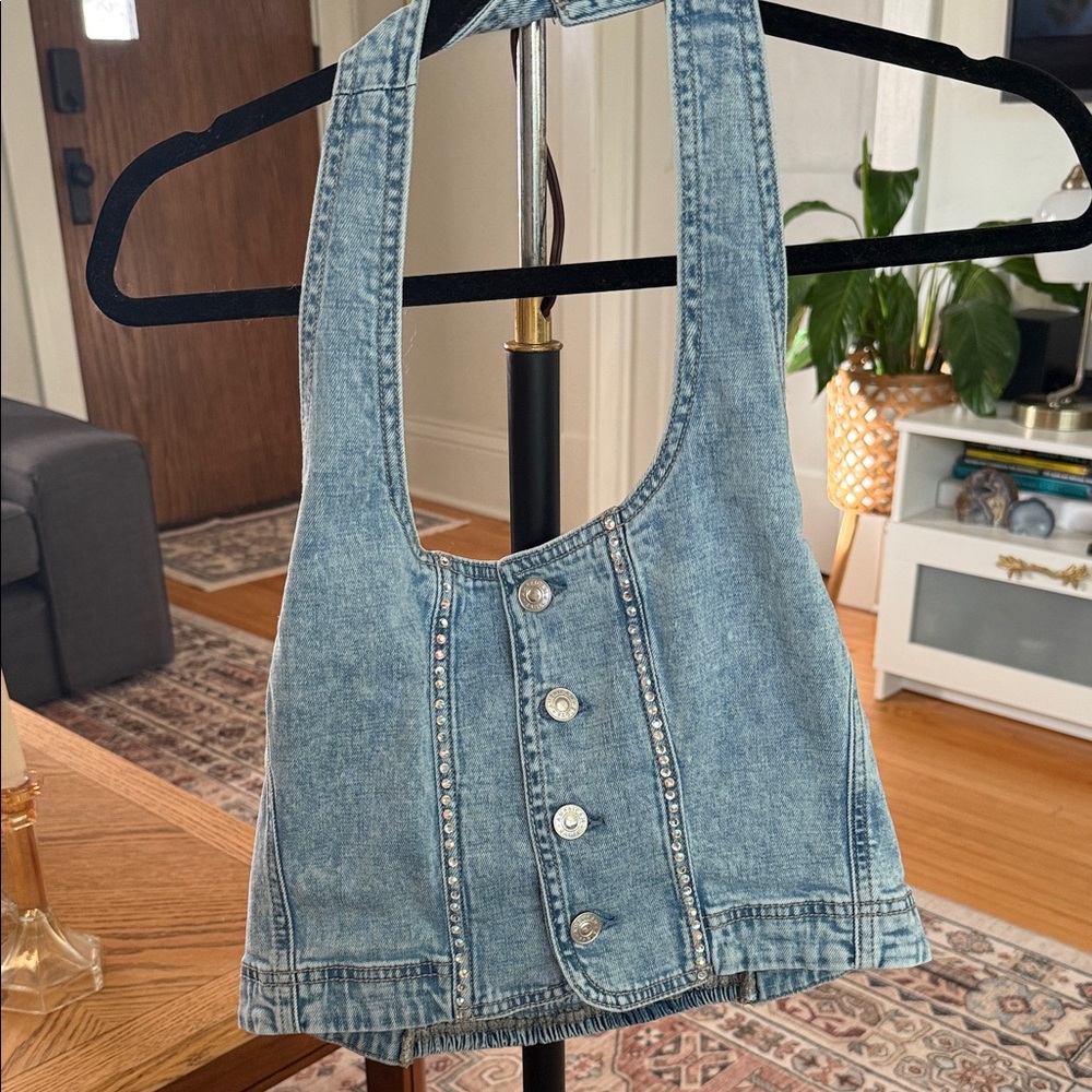 American Eagle Outfitters Blue Denim Vest